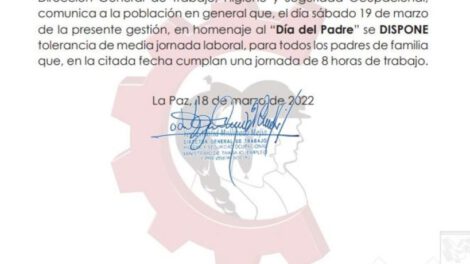 Comunicado del Ministerio de Trabajo sobre el Día del Padre