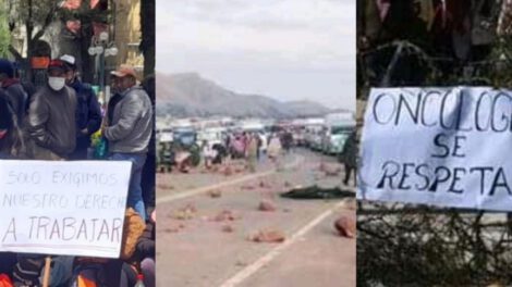 Bloqueos en Bolivia reportados por el Gobierno