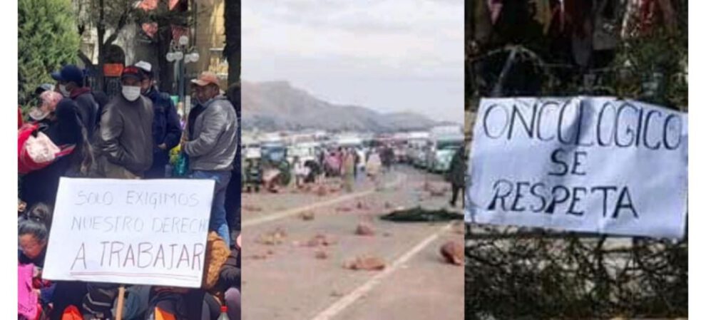 Bloqueos en Bolivia reportados por el Gobierno