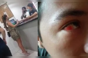 Mujer agredió cajero hamburguesería