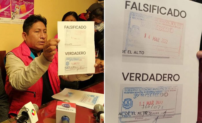 Sellos falsificados en El Alto