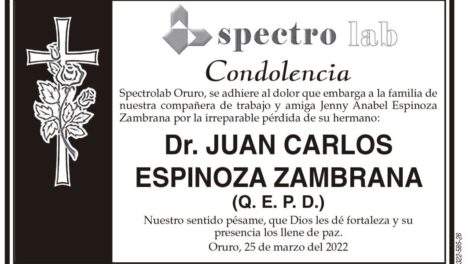 Condolencia por la pérdida del Dr. Juan Carlos Espinoza Zambrana