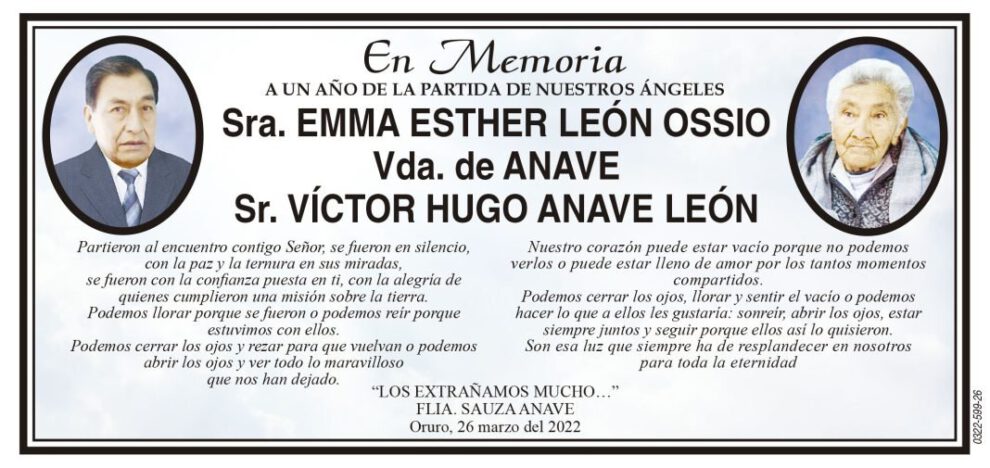 Obituario de Emma Esther León Ossio