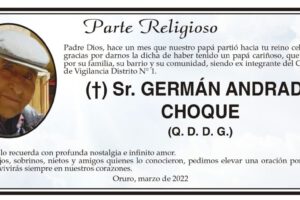 Obituario de Germán Andrade Choque