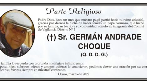 Obituario de Germán Andrade Choque