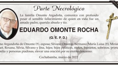 Parte Necrológico de Eduardo Omonte Rocha