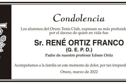 Condolencia por el fallecimiento de René Ortiz Franco