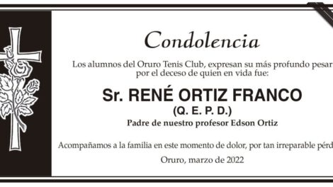 Condolencia por el fallecimiento de René Ortiz Franco