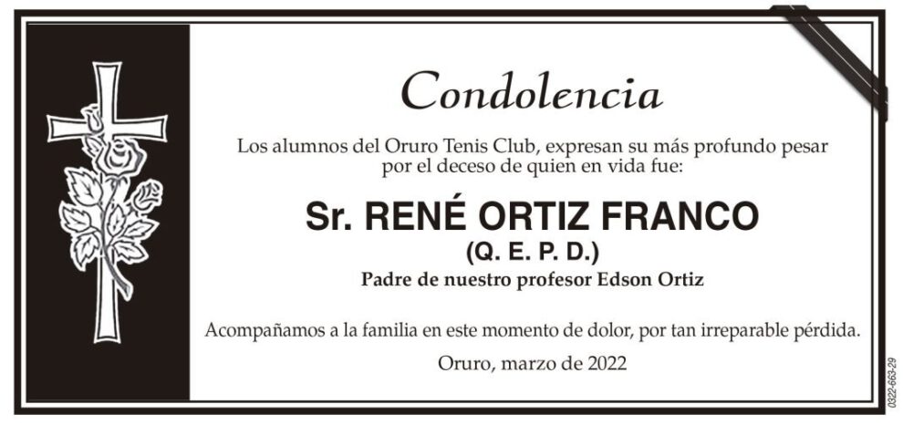 Condolencia por el fallecimiento de René Ortiz Franco