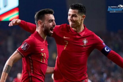 Cristiano Ronaldo y Bruno Fernandes celebran la primera conquista en el Mundial de Catar 2022