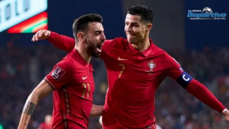 Cristiano Ronaldo y Bruno Fernandes celebran la primera conquista en el Mundial de Catar 2022