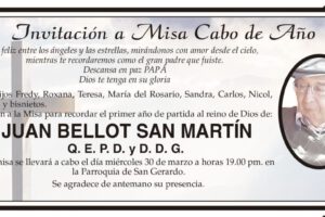 Invitación a Misa en recuerdo de Juan Bellot San Martín