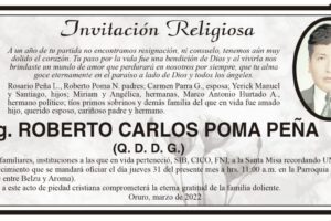 Ing. Roberto Carlos Poma Peña, un año de su partida