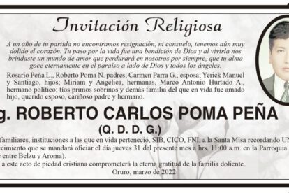 Ing. Roberto Carlos Poma Peña, un año de su partida