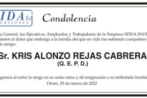 Condolencia por Kris Alonzo Rejas Cabrera