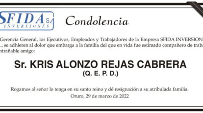 Condolencia por Kris Alonzo Rejas Cabrera
