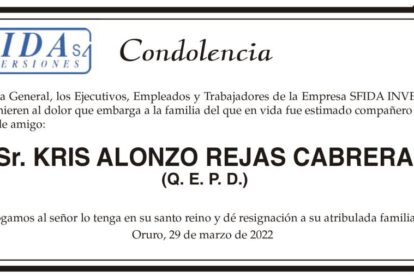 Condolencia por Kris Alonzo Rejas Cabrera