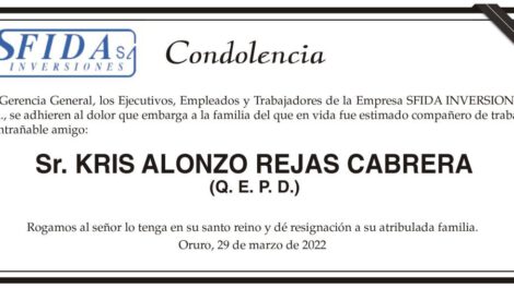 Condolencia por Kris Alonzo Rejas Cabrera