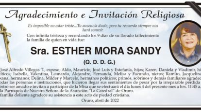 Agradecimiento e Invitación Religiosa por Esther Mora Sandy