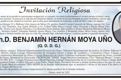 Obituario de Ph.D. Benjamín Hernán Moya Uño