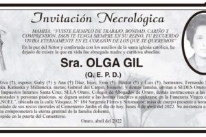 Invitación Necrológica de Olga Gil