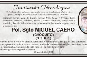 Invitación Necrológica: Pol. Sgto MIGUEL CAERO
