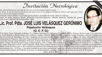 Lic. Prof. Pdta. José Luis Velásquez Gerónimo Q. E. P. D.
