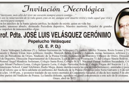 Lic. Prof. Pdta. José Luis Velásquez Gerónimo Q. E. P. D.