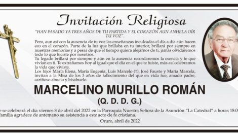 Invitación Religiosa a la Misa de MARCELINO MURILLO ROMÁN