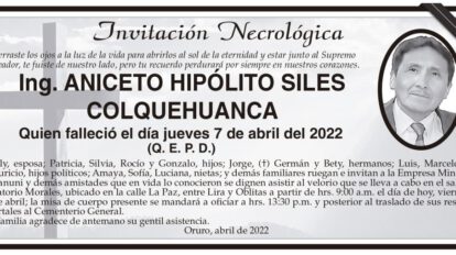 Ing. Aniceto Hipólito Siles Colquehuanca Q. E. P. D.