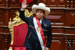 El Presidente Pedro Castillo en medio de la crisis política en Perú