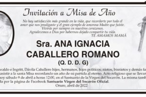 Misa de Año en memoria de Ana Ignacia Caballero Romano