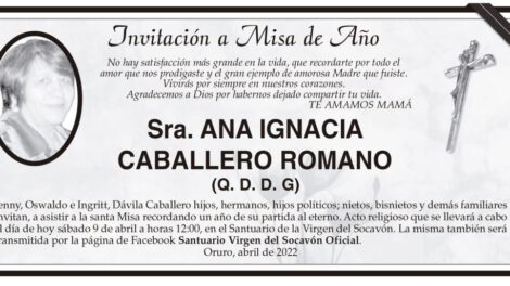 Misa de Año en memoria de Ana Ignacia Caballero Romano