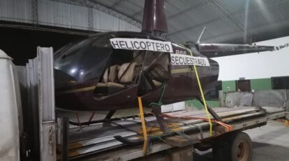 Helicóptero Robinson R66 recuperado en el caso de los narcoaudios