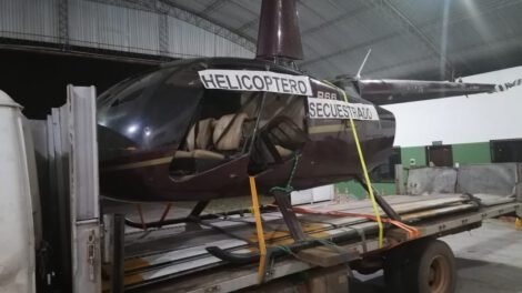 Helicóptero Robinson R66 recuperado en el caso de los narcoaudios