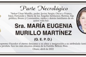 Parte Necrológico de María Eugenia Murillo Martínez