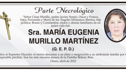 Parte Necrológico de María Eugenia Murillo Martínez