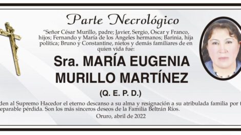 Parte Necrológico de María Eugenia Murillo Martínez