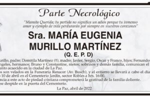 Parte Necrológico de María Eugenia Murillo Martínez