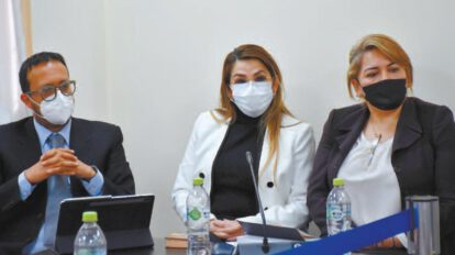 La expresidente Jeanine Áñez en su audiencia del caso Golpe II