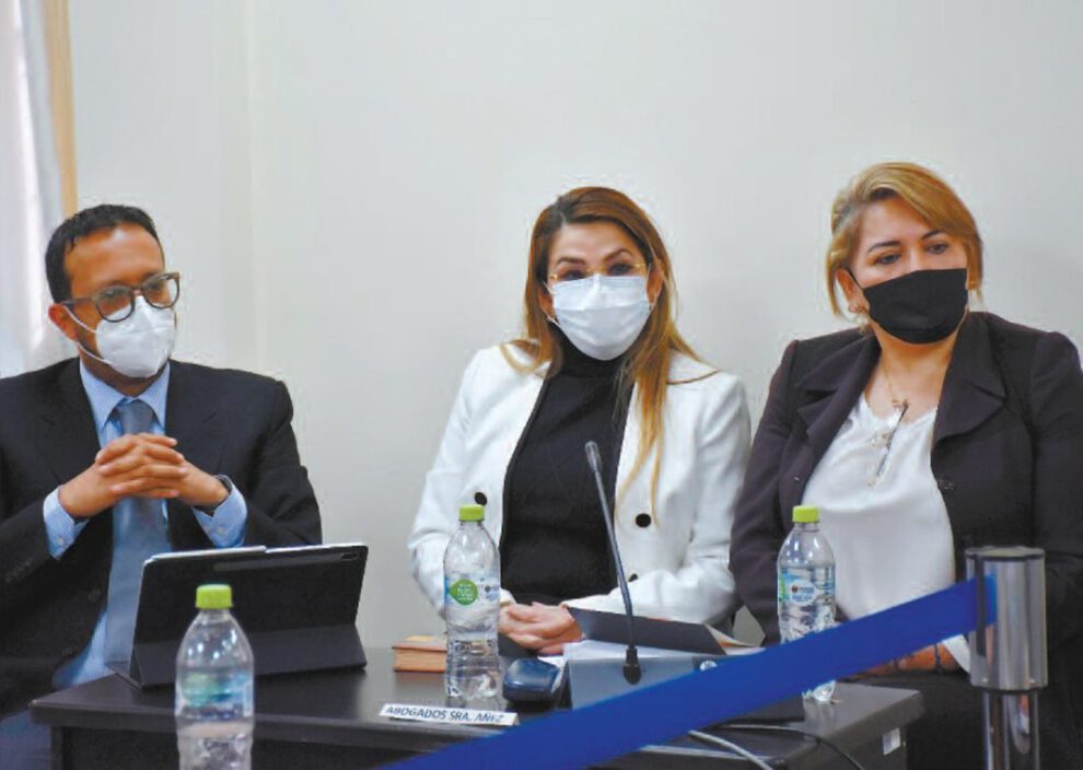 La expresidente Jeanine Áñez en su audiencia del caso Golpe II