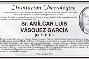 Invitación necrológica de Amílcar Luis Vásquez García