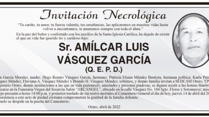 Invitación necrológica de Amílcar Luis Vásquez García