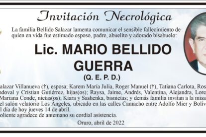 Invitación Necrológica: Lic. Mario Bellido Guerra