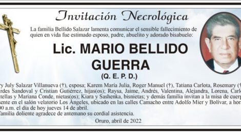 Invitación Necrológica: Lic. Mario Bellido Guerra