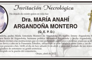 Dra. María Anahí Argandoña Montero (Q. E. P. D.)