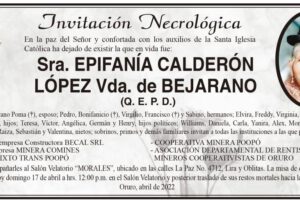 Epifanía Calderón López, invitación necrológica