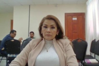 La exmandataria Jeanine Añez en la audiencia del caso EBA