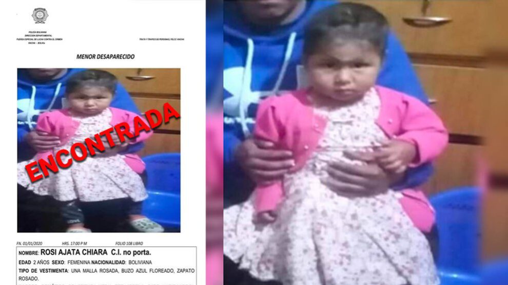 Rosi Ajata, la niña que estaba desaparecida ya se encuentra con su familia.