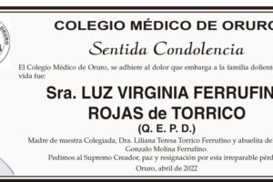Condolencias por la Sra. Luz Virginia Ferrufino Rojas